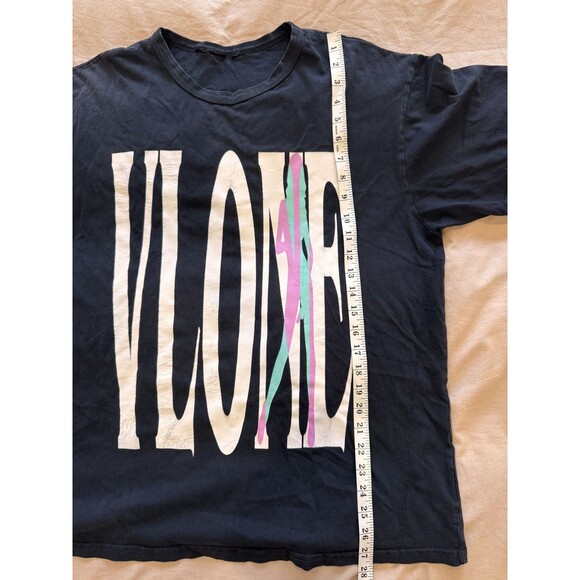 Vlone Mens L Navy Short Short Sleeve Crew Neck Cotton Vice City T-Shirt USA - Picture 6 of 6